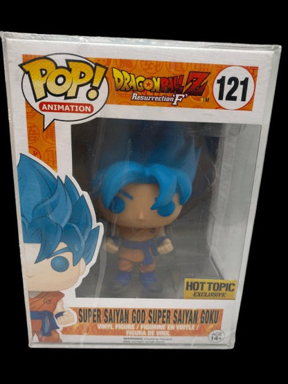 Funko PoP! Animation DragonBall Z " Super Saiyan God Super Saiyan Goki" 121 - Signed by Voice Actor Sean Schemmel with Pop Protector - toyscardscomics