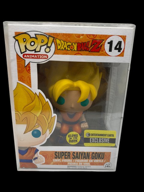 Funko PoP! Animation DragonBall Z "Super Saiyan Goki" 14 - Signed by Voice Actor Sean Schemmel with Pop Protector - toyscardscomics