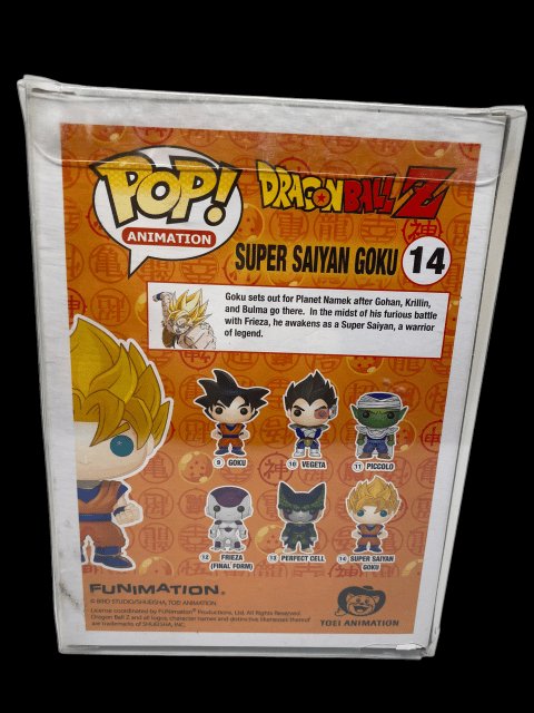 Funko PoP! Animation DragonBall Z "Super Saiyan Goki" 14 - Signed by Voice Actor Sean Schemmel with Pop Protector - toyscardscomics