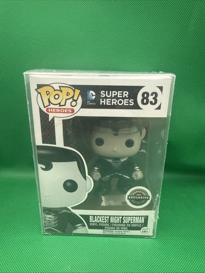 Funko Pop DC Super Heroes Blackest Night Superman 83 Gamestop With Protector - toyscardscomics