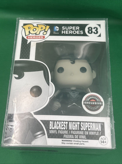 Funko Pop DC Super Heroes Blackest Night Superman 83 Gamestop With Protector - toyscardscomics