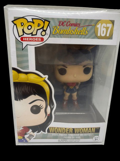 Funko PoP! Heroes DC Comics Bombshells "Wonder Woman" 167 with Pop Protector - toyscardscomics