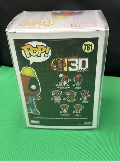 Funko Pop! Marvel Construction Worker Deadpool 781 WALMART Exclusive - toyscardscomics