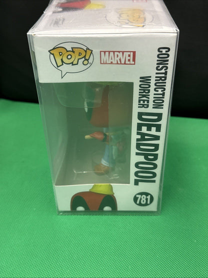 Funko Pop! Marvel Construction Worker Deadpool 781 WALMART Exclusive - toyscardscomics
