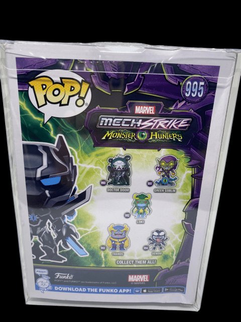 Funko PoP! Marvel Mech Strike Monster Hunter "Black Panther" 995 with Pop Protector - toyscardscomics