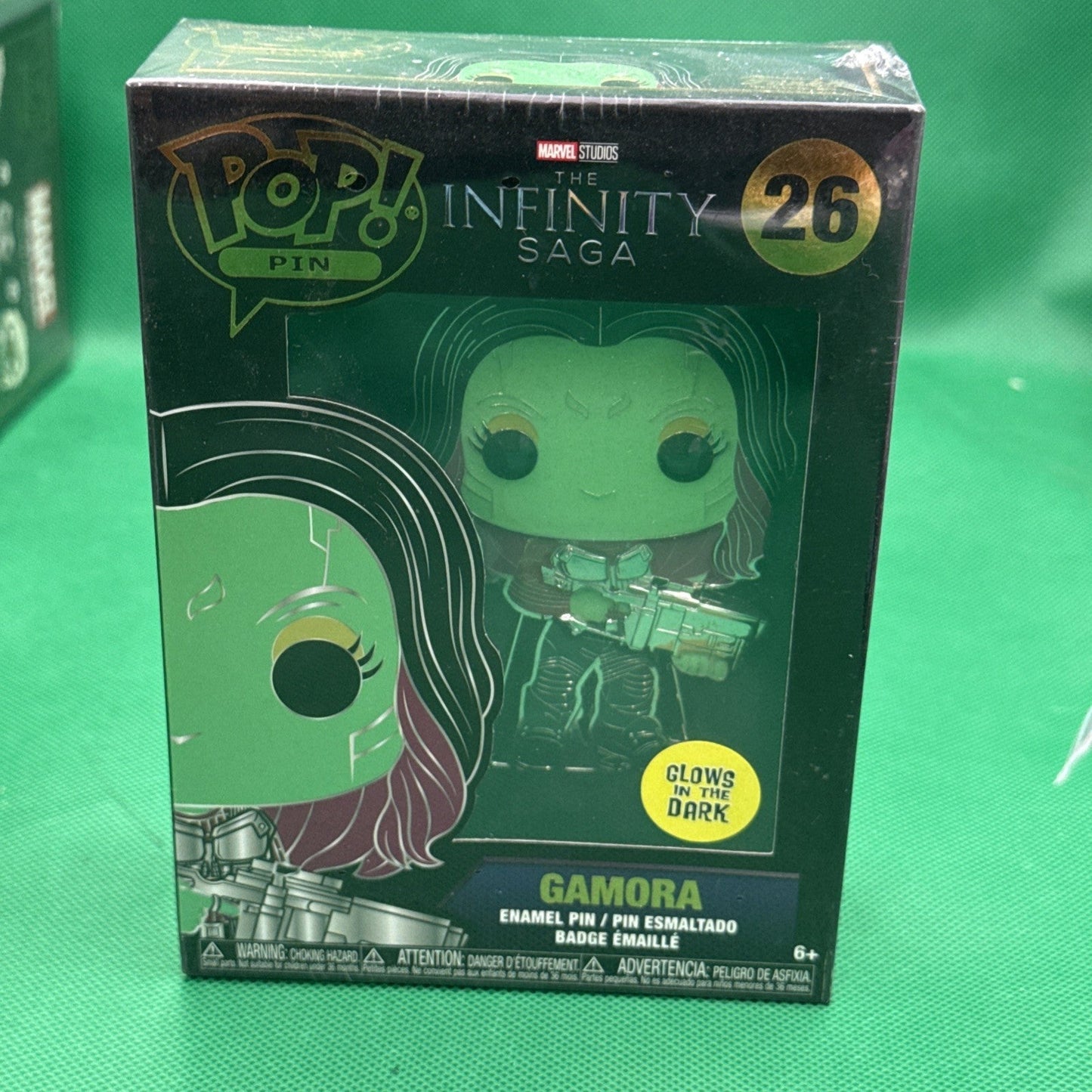 Funko Pop Pin Gamora Glow In The Dark, New 26 Guardians Of The Galaxy Box Ding - toyscardscomics