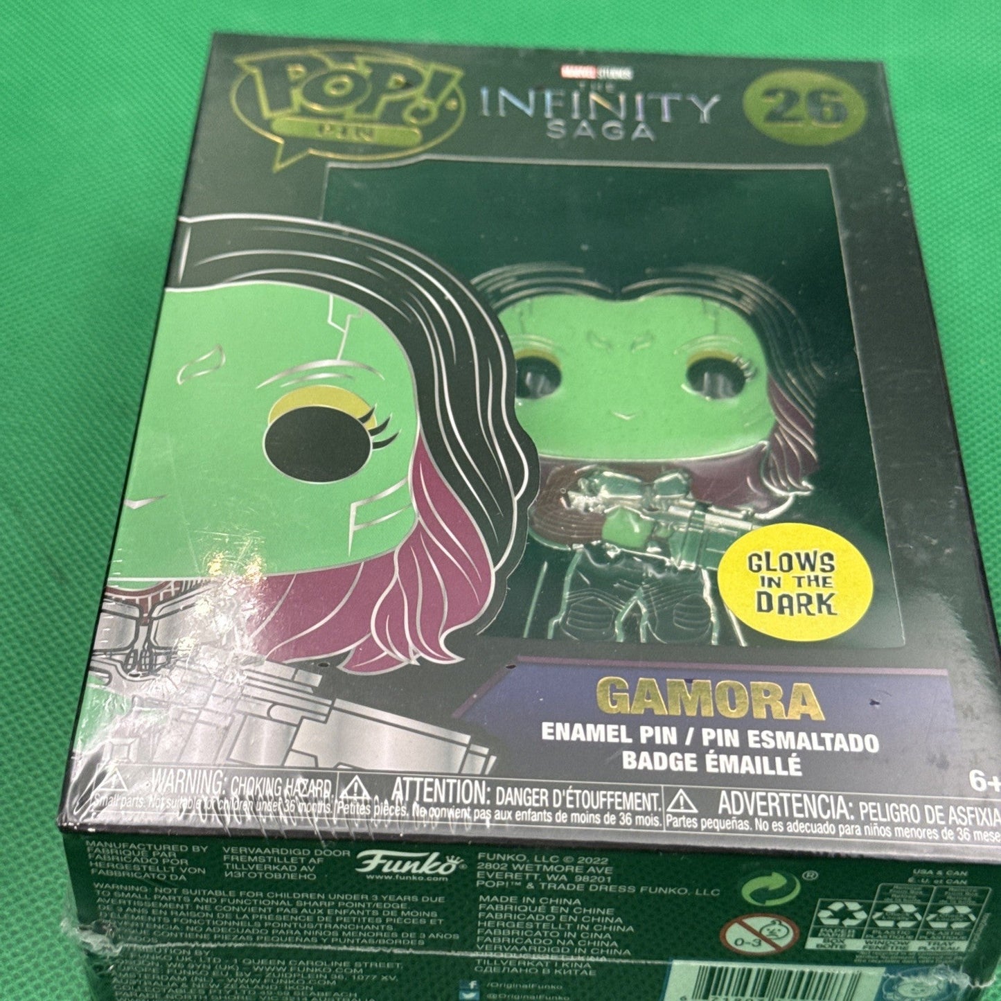 Funko Pop Pin Gamora Glow In The Dark, New 26 Guardians Of The Galaxy Box Ding - toyscardscomics
