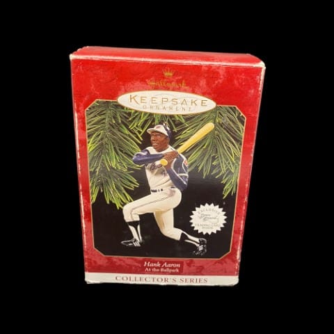 Hank Aaron Hallmark Ornament 1997 Keepsake Ballpark Christmas Braves Baseball - toyscardscomics