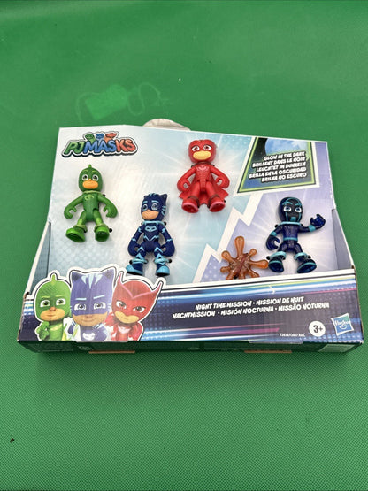 Hasbro PJ Masks NightTime Mission "Heroes Glow in the Dark" 5 Piece Set, Ages 3+ - toyscardscomics