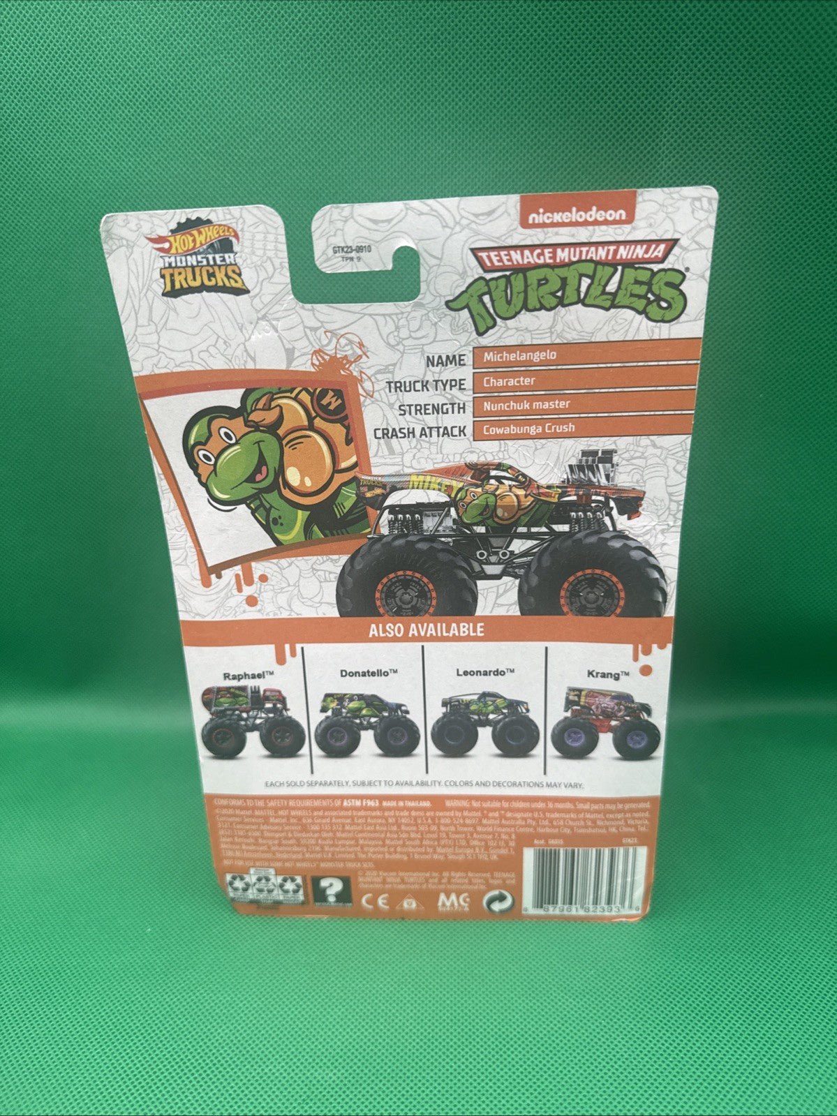 Hot Wheels Monster Truck TMNT Teenage Mutant Ninja Turtles MICHAELANGELO - toyscardscomics