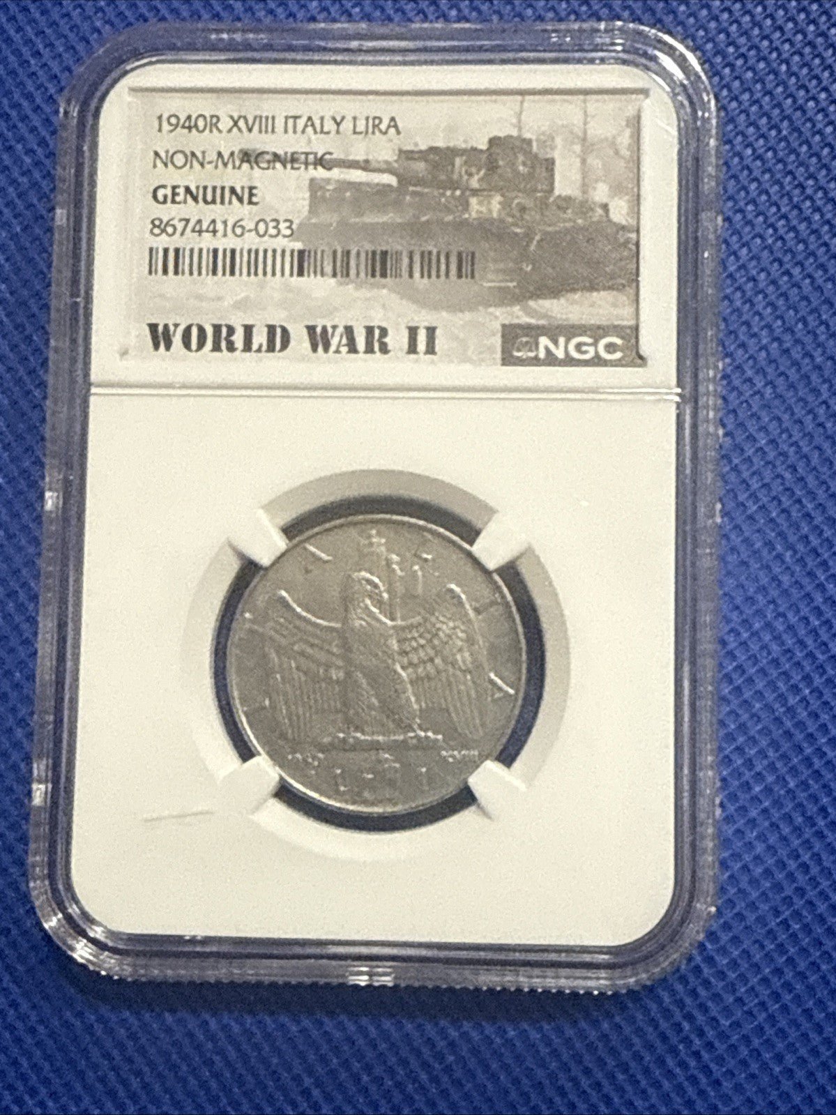 ITALY Vittorio Emanuele III 1940 R - XVIII 1 LIRA, NON - MAGNETIC, WWII COINAGE - toyscardscomics