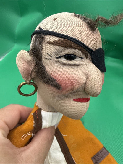 KERSA Pirate Hand Puppet Germany 1960s Vintage Felt Toy Theater - toyscardscomics