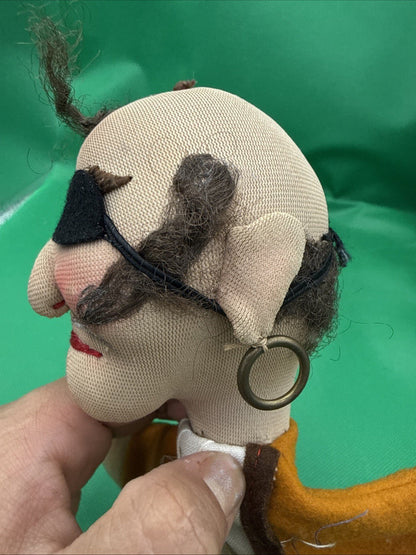 KERSA Pirate Hand Puppet Germany 1960s Vintage Felt Toy Theater - toyscardscomics