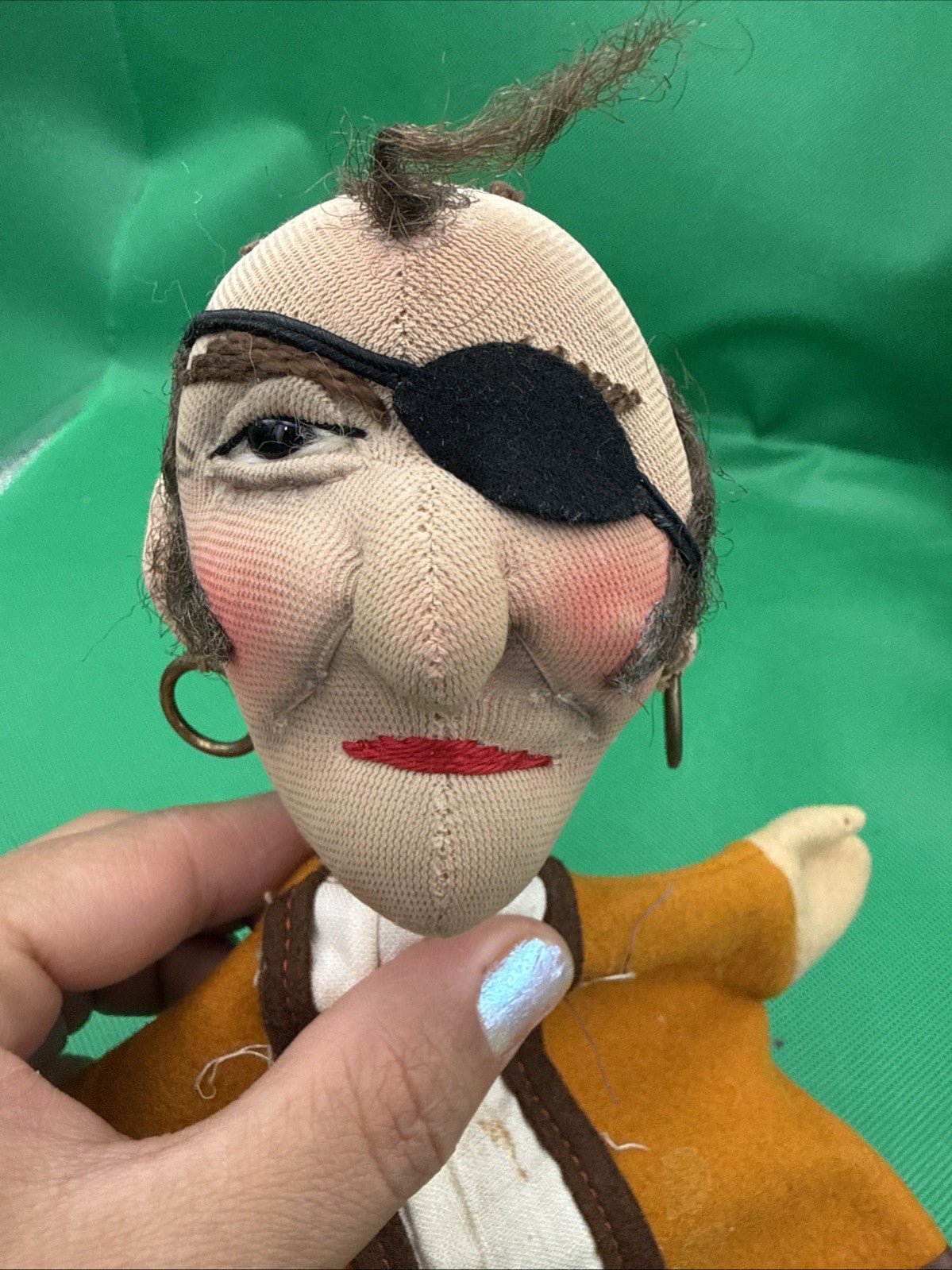 KERSA Pirate Hand Puppet Germany 1960s Vintage Felt Toy Theater - toyscardscomics