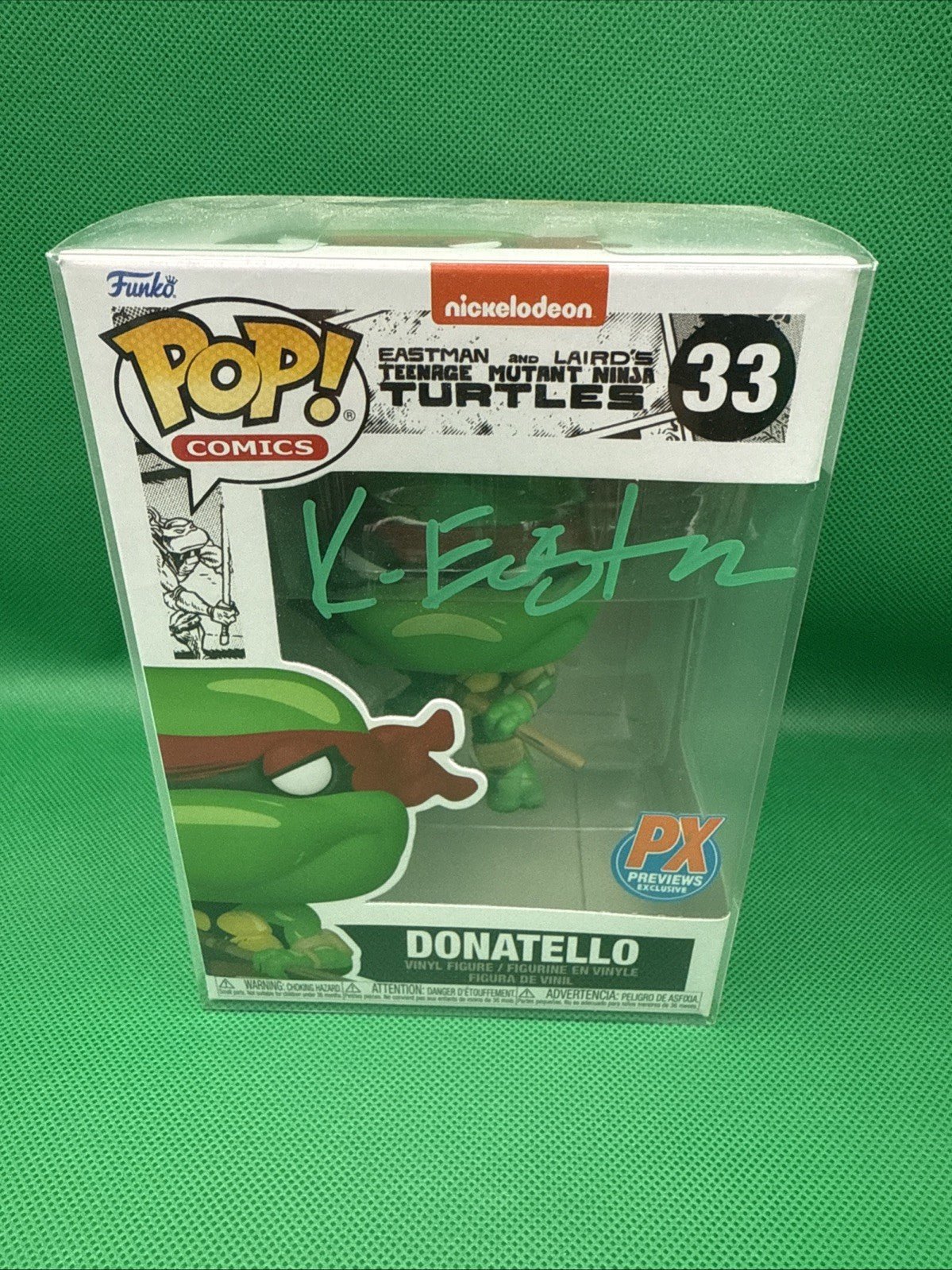 Kevin Eastman Signed Donatello Funko Pop 33 - toyscardscomics
