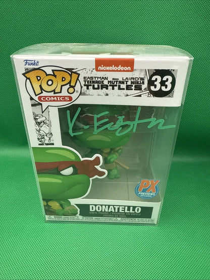 Kevin Eastman Signed Donatello Funko Pop 33 - toyscardscomics