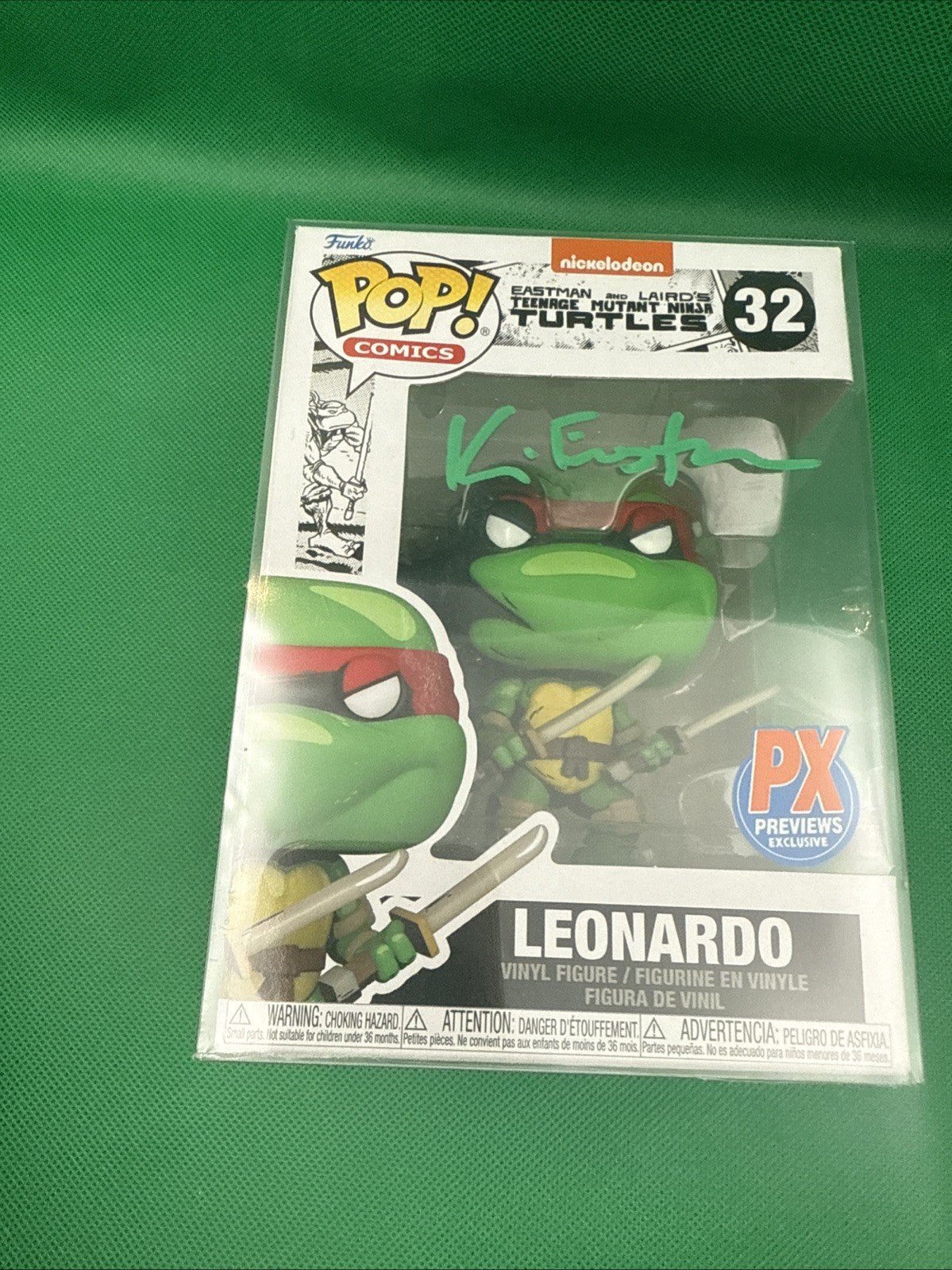 Kevin Eastman Signed Leonardo Funko Pop 32 - toyscardscomics