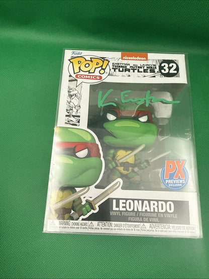 Kevin Eastman Signed Leonardo Funko Pop 32 - toyscardscomics