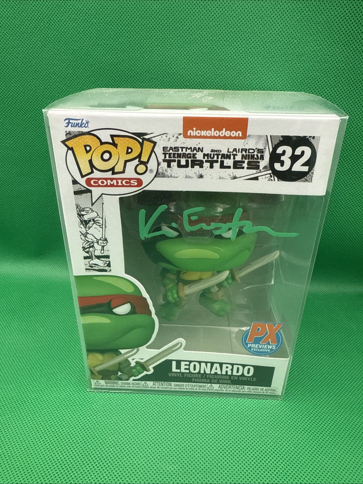 Kevin Eastman Signed Leonardo Funko Pop 32 - toyscardscomics