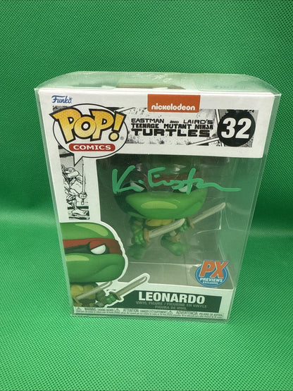 Kevin Eastman Signed Leonardo Funko Pop 32 - toyscardscomics