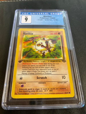 CGC 9 MINT Mankey 1st Edition Jungle 55/64 Pokemon 1999 Non-Holo