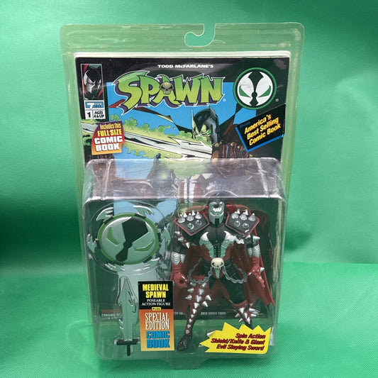 McFarlane Toys Medieval Spawn Series 1 Action Figure 1994 With Comic SEALED - toyscardscomics