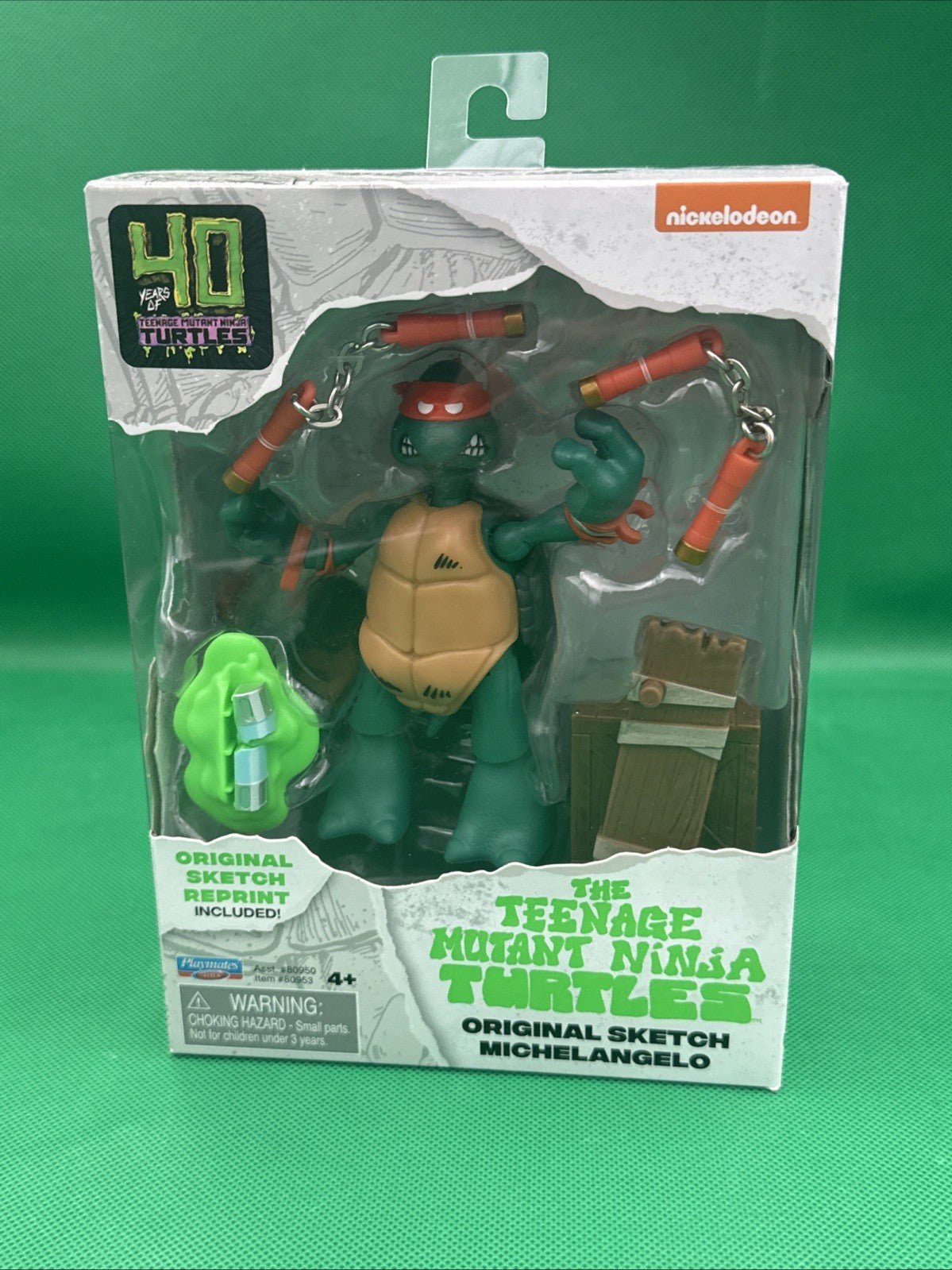 MICHELANGELO Teenage Mutant Ninja Turtles 40th Original Sketch Figure Playmates - toyscardscomics