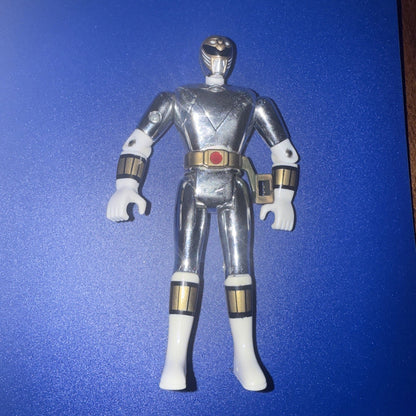 Mighty Morphin Power Rangers Chrome Silver Ranger 8 Inch Action Figure 1995 - toyscardscomics