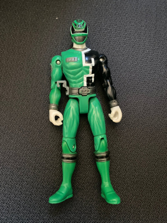 MMPR Power Rangers SPD Green Light Patrol Ranger 5.5” Action Figure 2004 Bandai - toyscardscomics