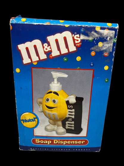 M&M's Soap Dispenser Yellow "Nuts" Collectible Y2K by Benjamin & Medwin - in box - toyscardscomics
