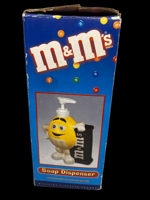 M&M's Soap Dispenser Yellow "Nuts" Collectible Y2K by Benjamin & Medwin - in box - toyscardscomics