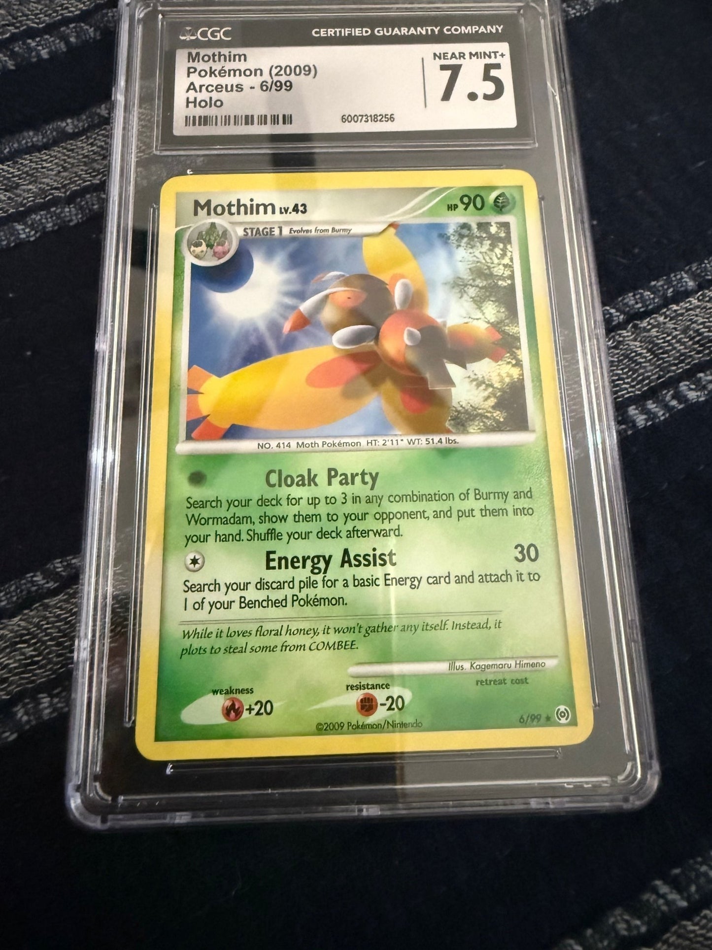 Mothim Pokemon (2009) Arceus - 6/99 Holo - NM 7.5 - toyscardscomics