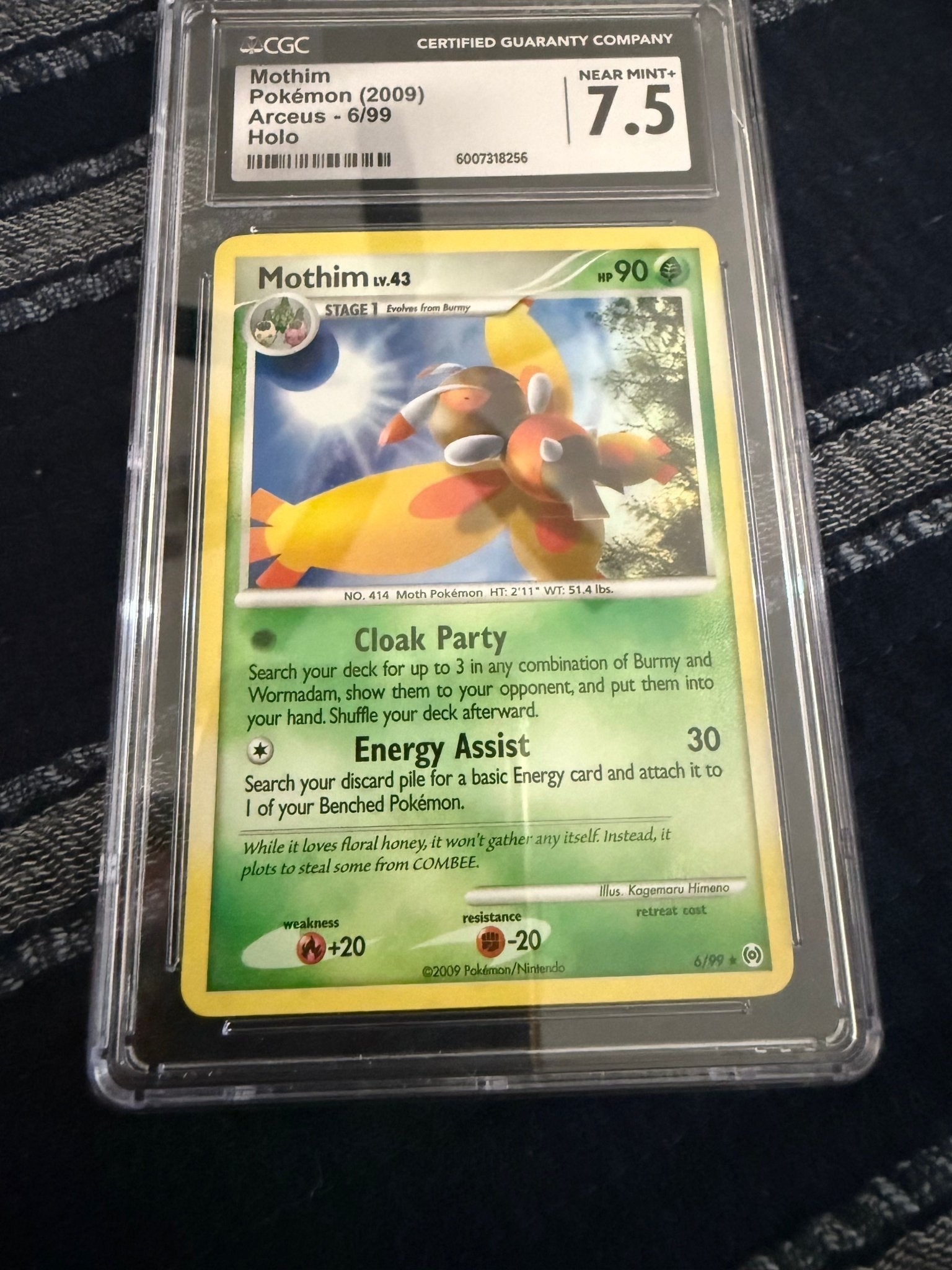 Mothim Pokemon (2009) Arceus - 6/99 Holo - NM 7.5 - toyscardscomics
