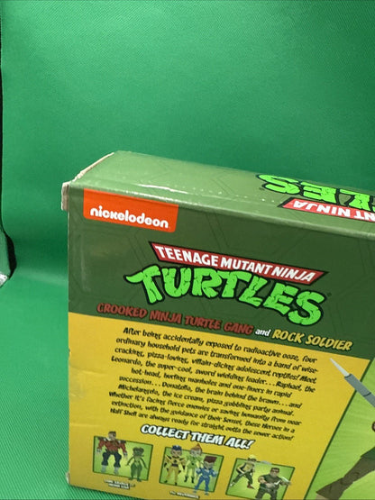 NECA TMNT CROOKED NINJA TURTLE GANG & ROCK SOLDIER CARTOON 2PACK - toyscardscomics