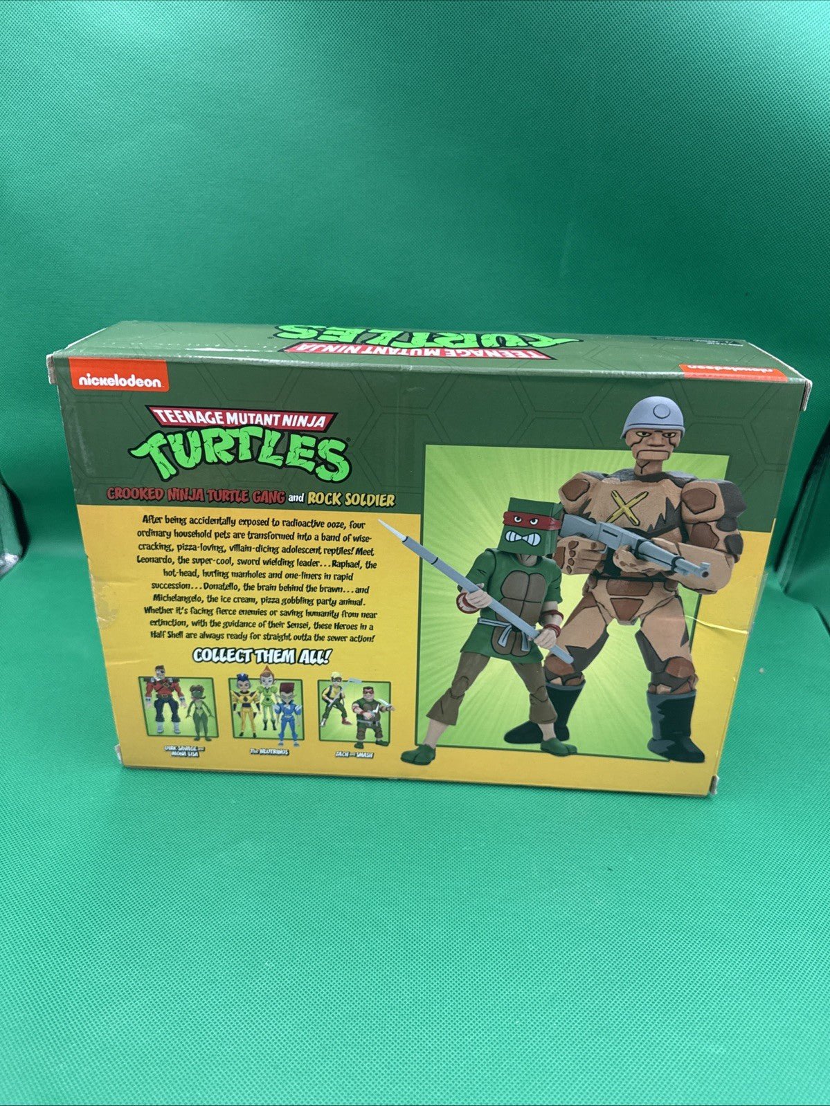 NECA TMNT CROOKED NINJA TURTLE GANG & ROCK SOLDIER CARTOON 2PACK - toyscardscomics