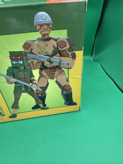 NECA TMNT CROOKED NINJA TURTLE GANG & ROCK SOLDIER CARTOON 2PACK - toyscardscomics