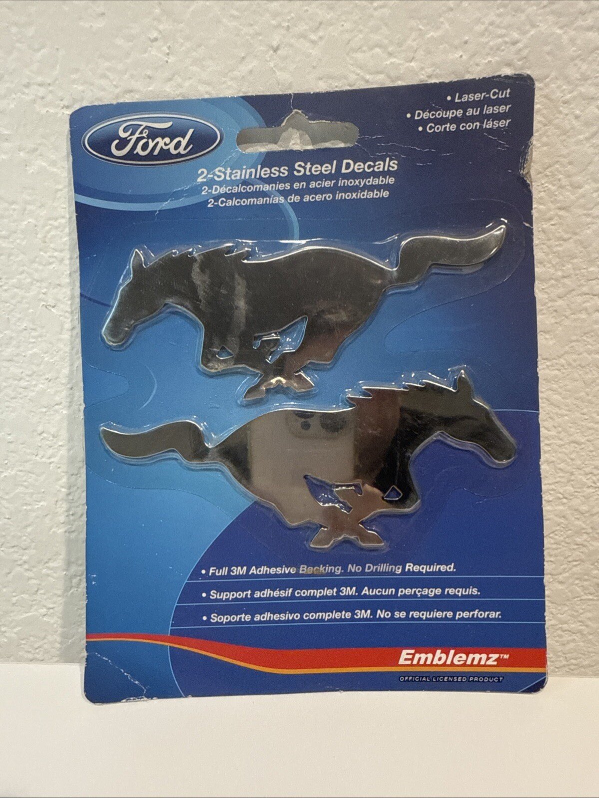 New 2pc Ford Mustang Logo Premium Stainless Steel Chrome 3D Laser Cut Emblem - toyscardscomics