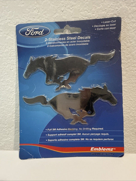 New 2pc Ford Mustang Logo Premium Stainless Steel Chrome 3D Laser Cut Emblem - toyscardscomics
