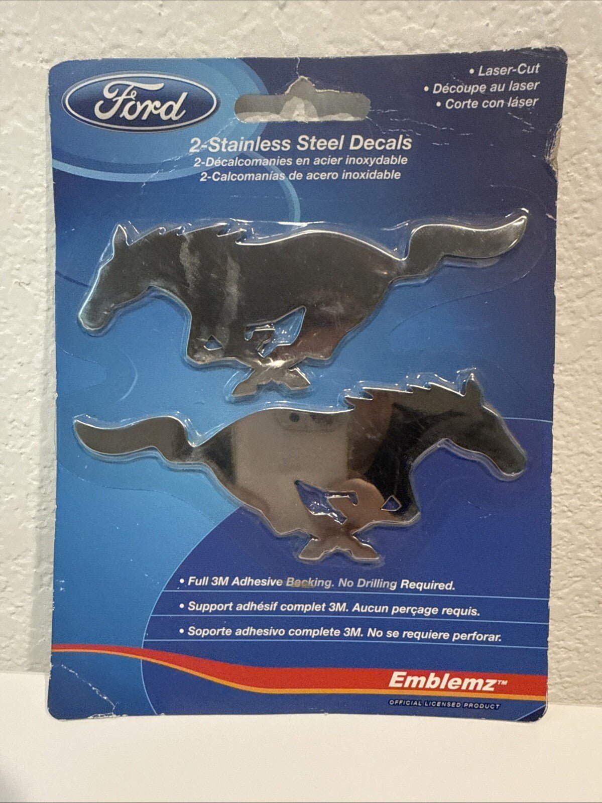 New 2pc Ford Mustang Logo Premium Stainless Steel Chrome 3D Laser Cut Emblem - toyscardscomics
