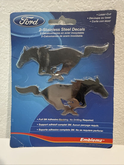 New 2pc Ford Mustang Logo Premium Stainless Steel Chrome 3D Laser Cut Emblem - toyscardscomics