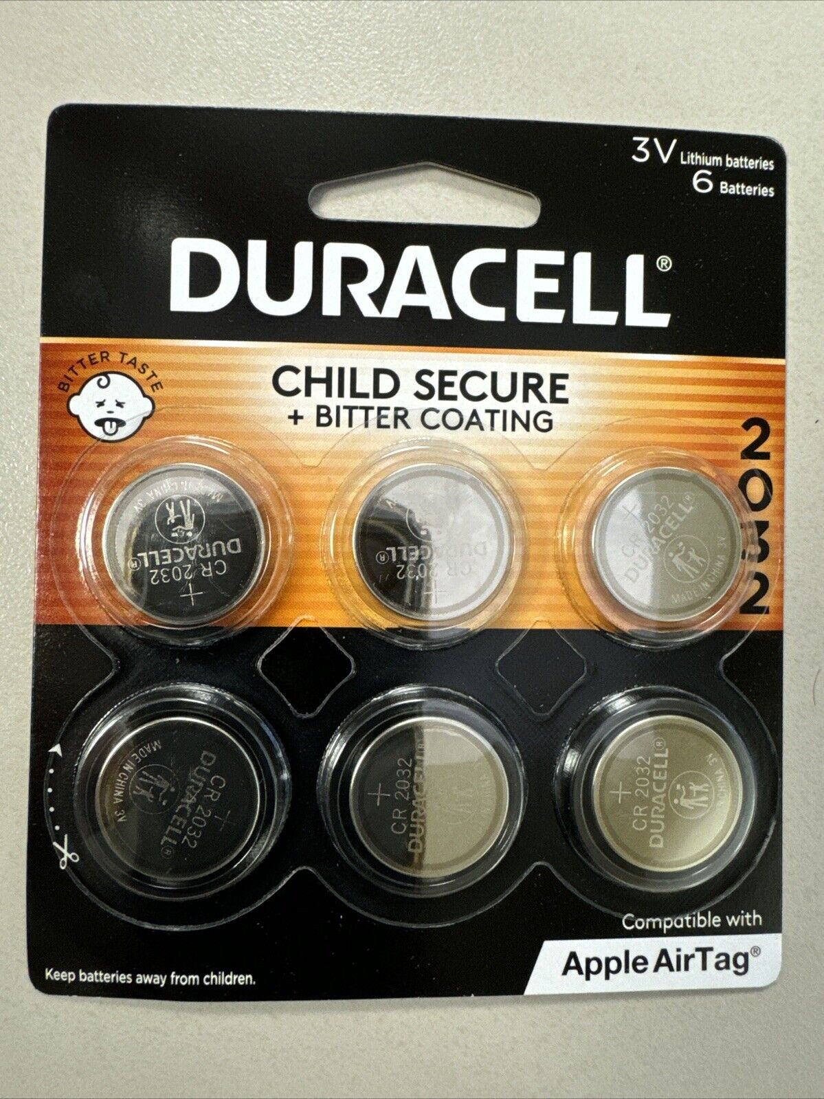 New Duracell CR2032 3V Lithium Battery Coin Cell (6 Count) 3V with Apple AirTag - toyscardscomics