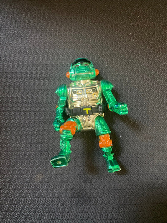 Playmates TMNT Ninja Turtles Warrior Metal Head Michelangelo Figure one loose leg - toyscardscomics