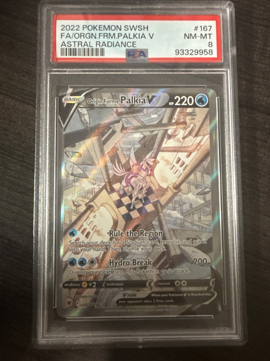 Pokémon Card PSA 8 Origin Forme Palkia V Sword & Shield Astral Radiance 167/189 - toyscardscomics
