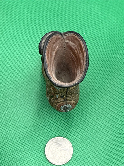 Popular Imports Victorian Boot Shoe Figurine Pearl Button Black Gold - toyscardscomics