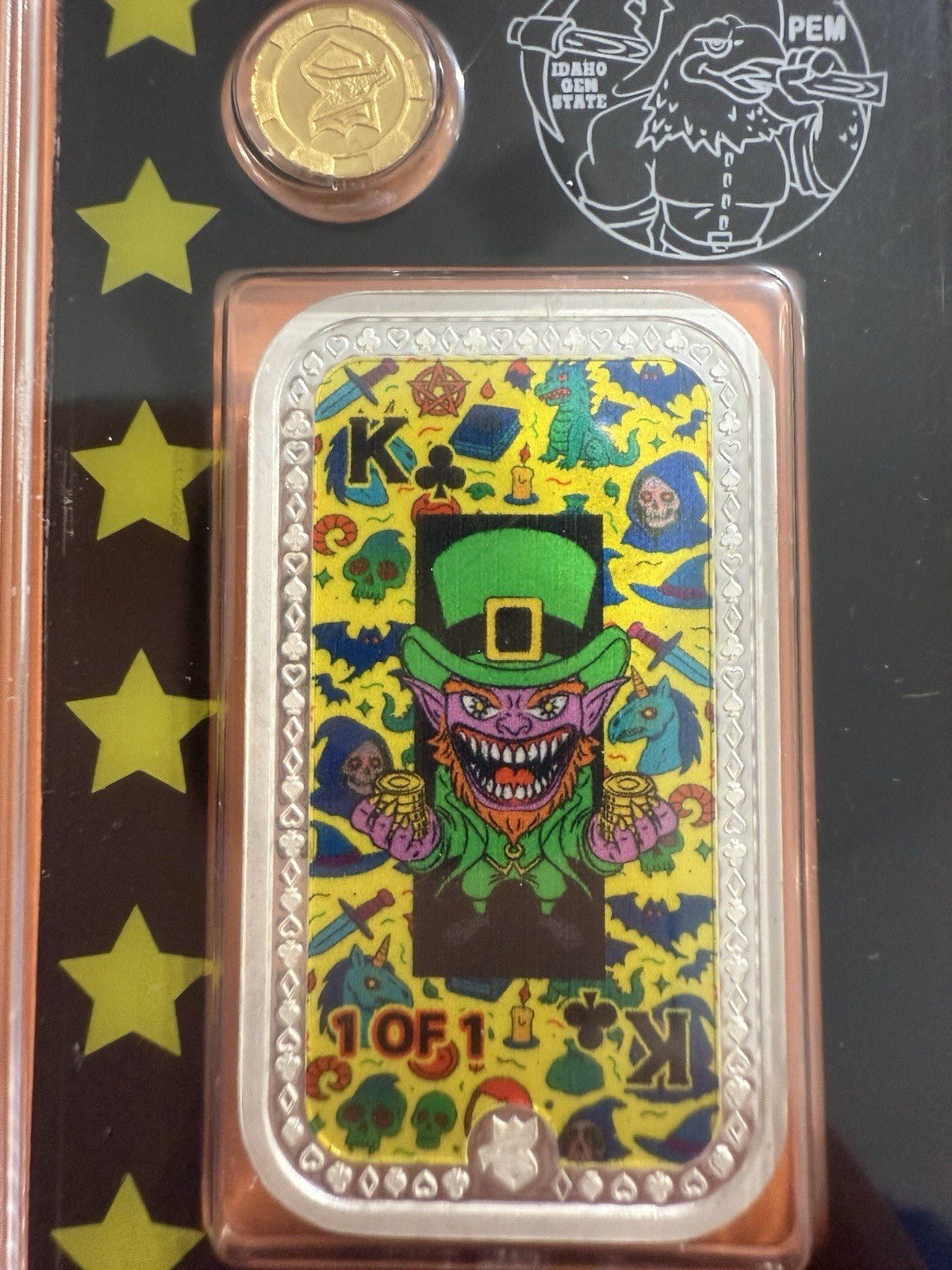 Postal Express Mint 1 Of 1 Leprechaun With 3 Grams Of Gold And 1 Oz Silver Bar - toyscardscomics