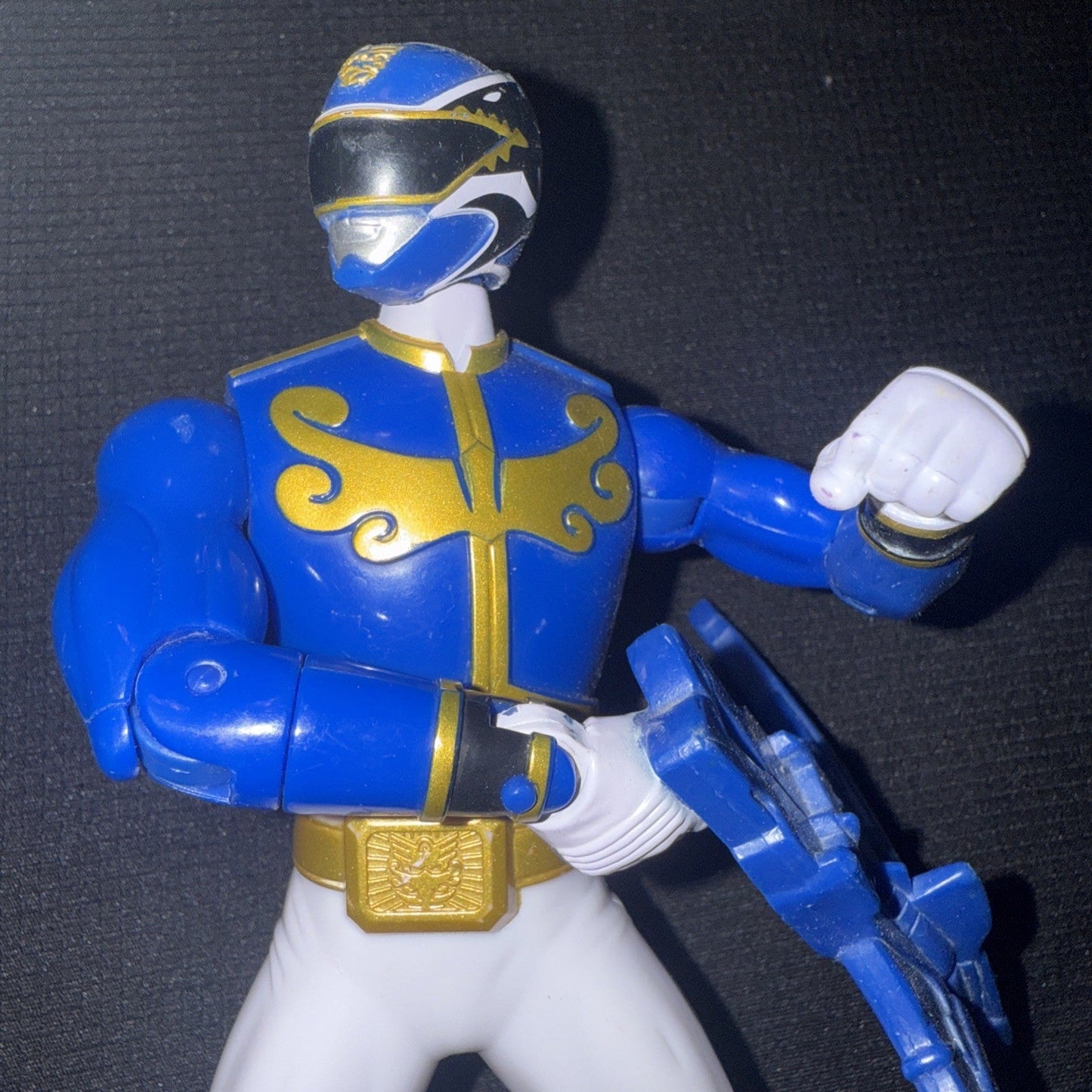 Power Ranger Megaforce Blue Ranger 6in Action Figure Bandai 2012 With A Weapon - toyscardscomics