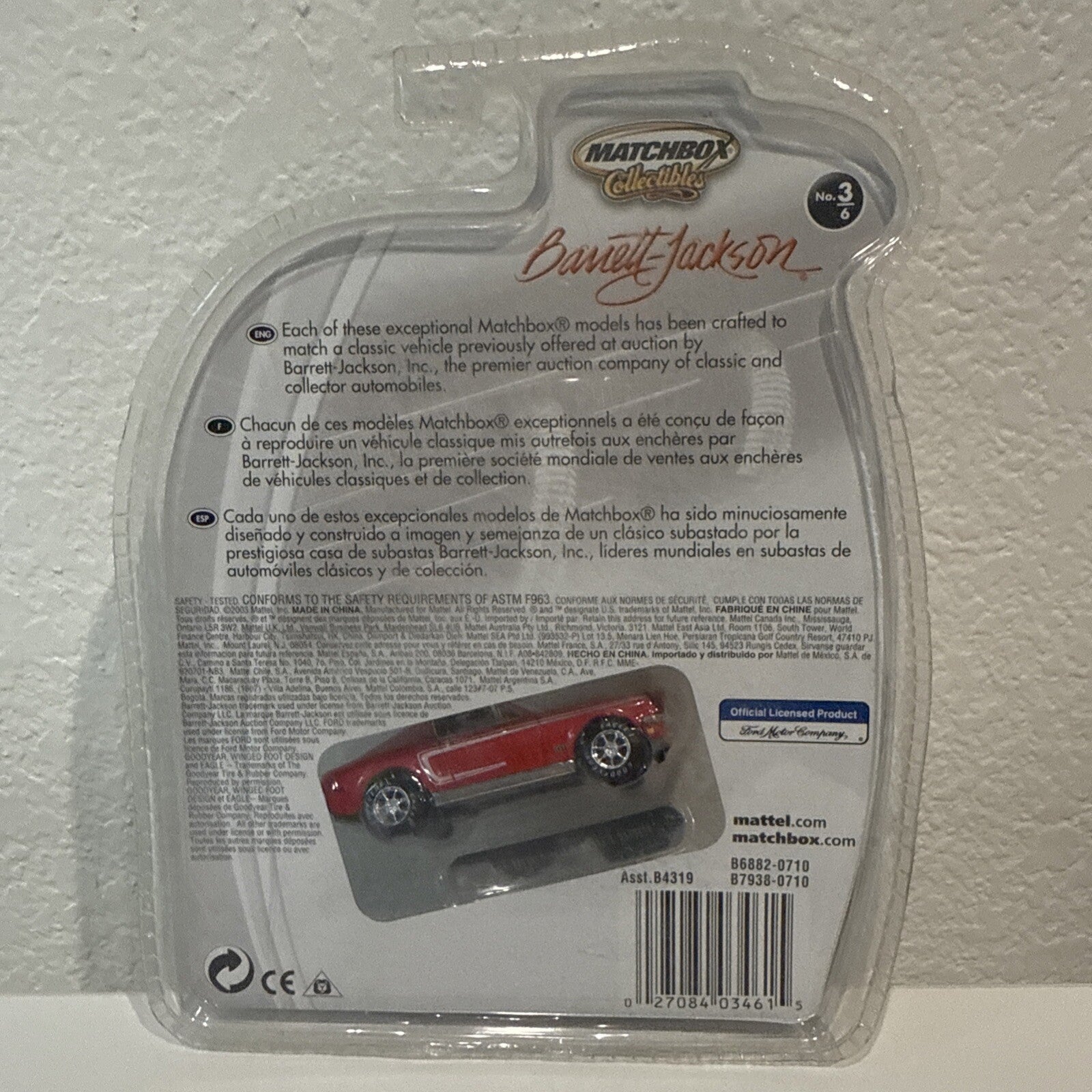 Rare 2003 Matchbox Collectibles BARRETT - JACKSON 1968 FORD MUSTANG GT Red 1/64 - toyscardscomics
