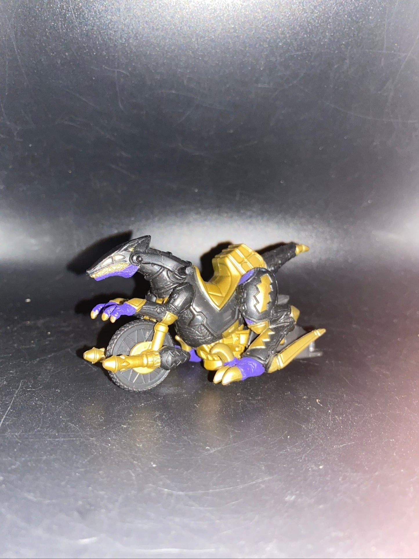 Rare Diecast Motorcycle Black Gold Raptor Dino MMPR Power Rangers Bandai Vtg BVS - toyscardscomics