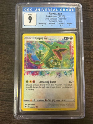 2020 Pokemon Rayquaza Vivid Voltage - 138/185 Amazing Rare - CGC 9 Mint