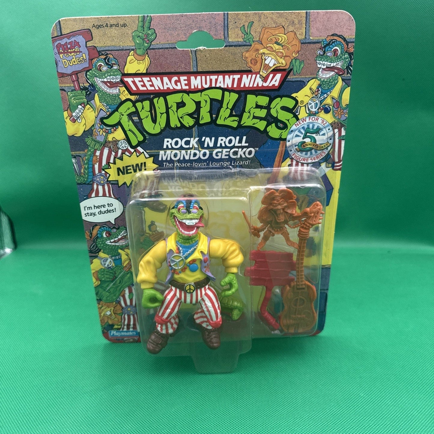 Rock n Roll Mondo Gecko Teenage Mutant Ninja Turtle TMNT UNPUNCHED MOSC - toyscardscomics